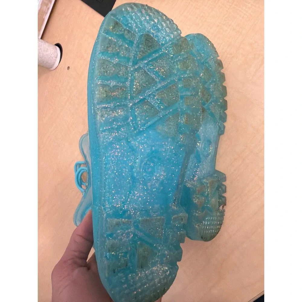 Toddler Turquoise Blue Glitter Jelly Rain Boots Waterproof Pull On Size 3